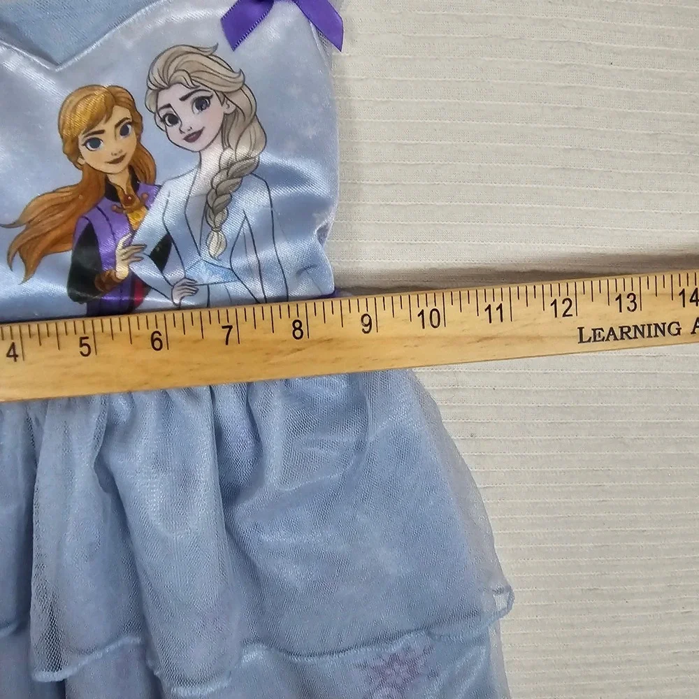 Disney Frozen Anna Elsa Nightgown Toddler Girls 3T Blue Snowflake Tulle Pajamas - Picture 3 of 7